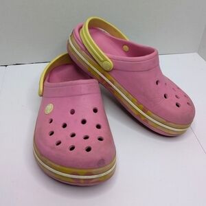 Crocs Pink Yellow Flower Water Shoe Sandal 3Y Youth